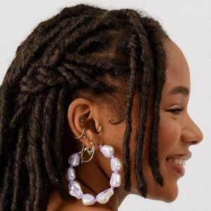 NEW Urban Outfitters Keely Faux Pearl Hoop Earrings